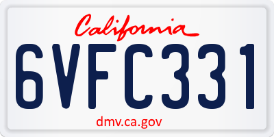 CA license plate 6VFC331