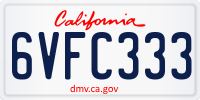 CA license plate 6VFC333