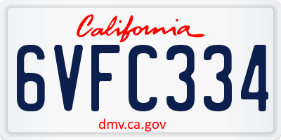CA license plate 6VFC334