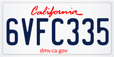 CA license plate 6VFC335