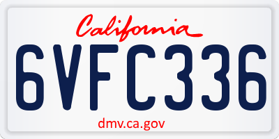 CA license plate 6VFC336