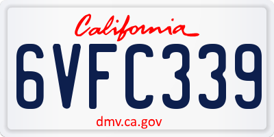 CA license plate 6VFC339