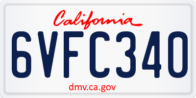CA license plate 6VFC340