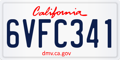 CA license plate 6VFC341