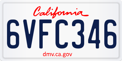 CA license plate 6VFC346