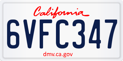 CA license plate 6VFC347