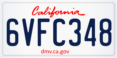 CA license plate 6VFC348