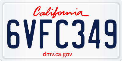 CA license plate 6VFC349