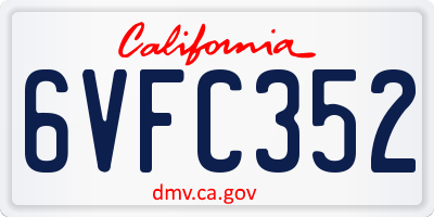 CA license plate 6VFC352