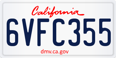 CA license plate 6VFC355