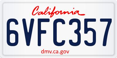 CA license plate 6VFC357