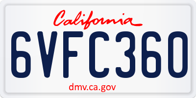 CA license plate 6VFC360