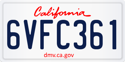 CA license plate 6VFC361