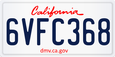 CA license plate 6VFC368