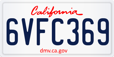 CA license plate 6VFC369