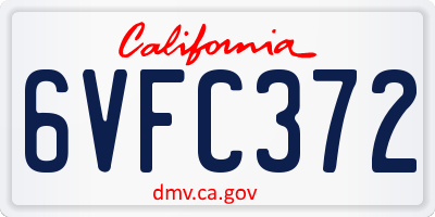 CA license plate 6VFC372
