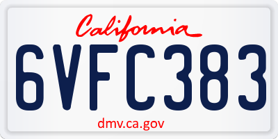 CA license plate 6VFC383