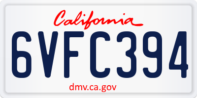 CA license plate 6VFC394