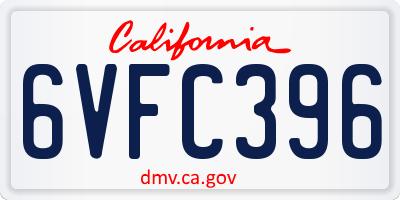 CA license plate 6VFC396