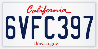 CA license plate 6VFC397