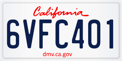 CA license plate 6VFC401