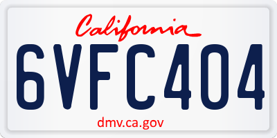 CA license plate 6VFC404