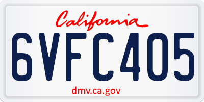 CA license plate 6VFC405