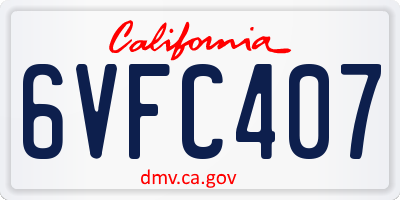 CA license plate 6VFC407