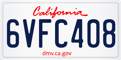 CA license plate 6VFC408