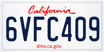 CA license plate 6VFC409