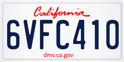 CA license plate 6VFC410