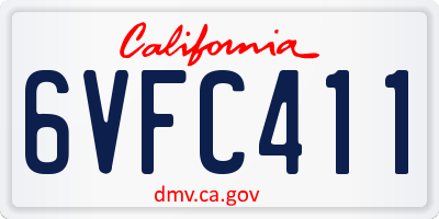 CA license plate 6VFC411