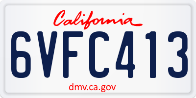 CA license plate 6VFC413