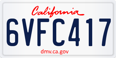 CA license plate 6VFC417