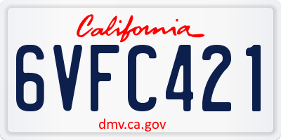 CA license plate 6VFC421