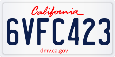 CA license plate 6VFC423