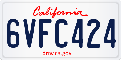 CA license plate 6VFC424