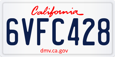 CA license plate 6VFC428
