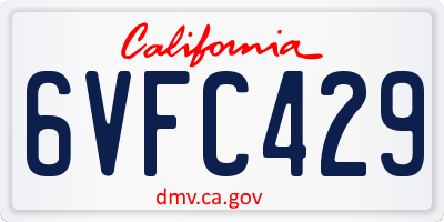 CA license plate 6VFC429