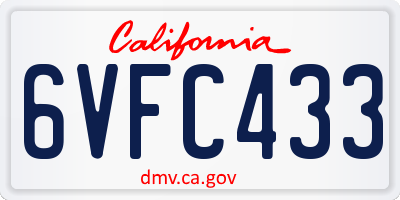 CA license plate 6VFC433