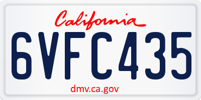 CA license plate 6VFC435