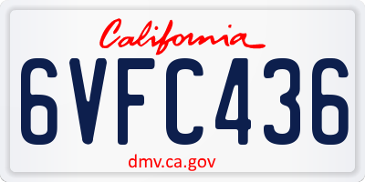 CA license plate 6VFC436