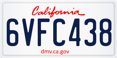 CA license plate 6VFC438