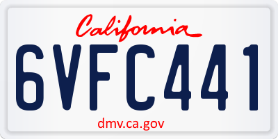 CA license plate 6VFC441