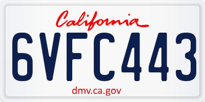 CA license plate 6VFC443