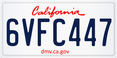 CA license plate 6VFC447