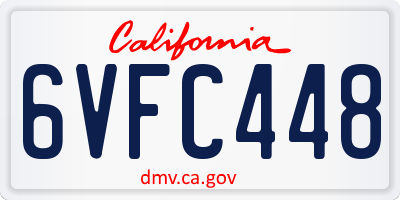 CA license plate 6VFC448