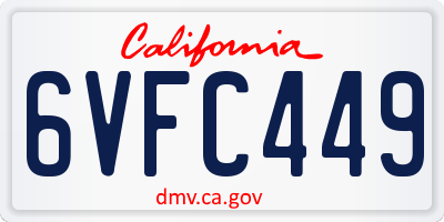 CA license plate 6VFC449