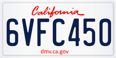 CA license plate 6VFC450