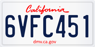CA license plate 6VFC451